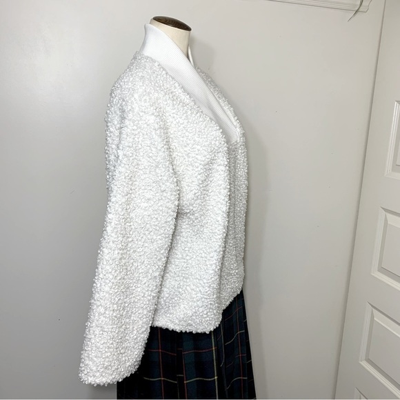 TRAFALUC Zara White Sherpa Sweater Teddy Boucle Cozy Relax fit Sz S Minimalist - Picture 5 of 9